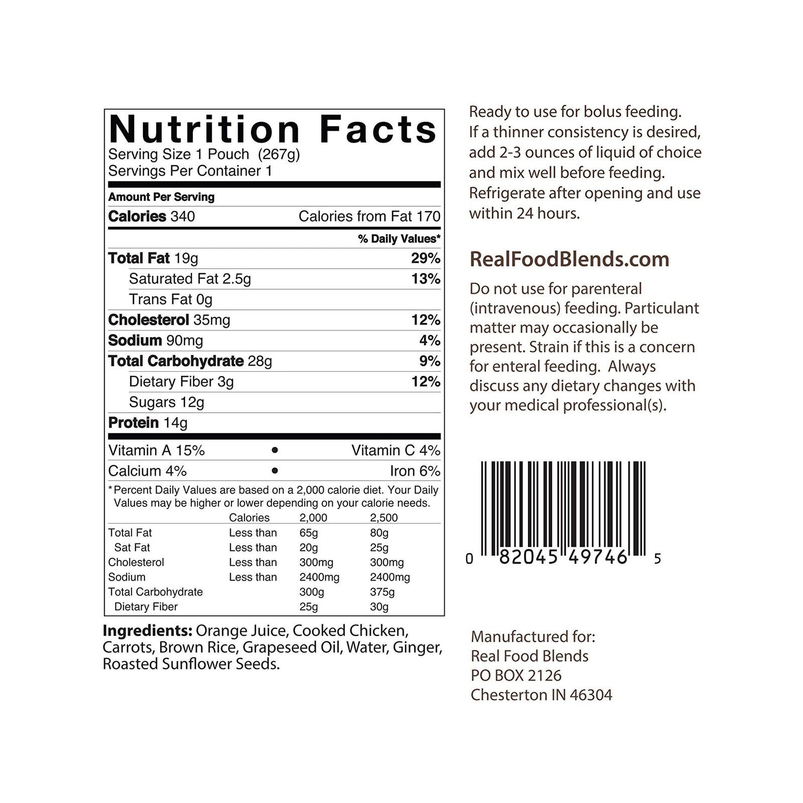 Real Food Blends Tube-Fed Meal Nutritional Supplement