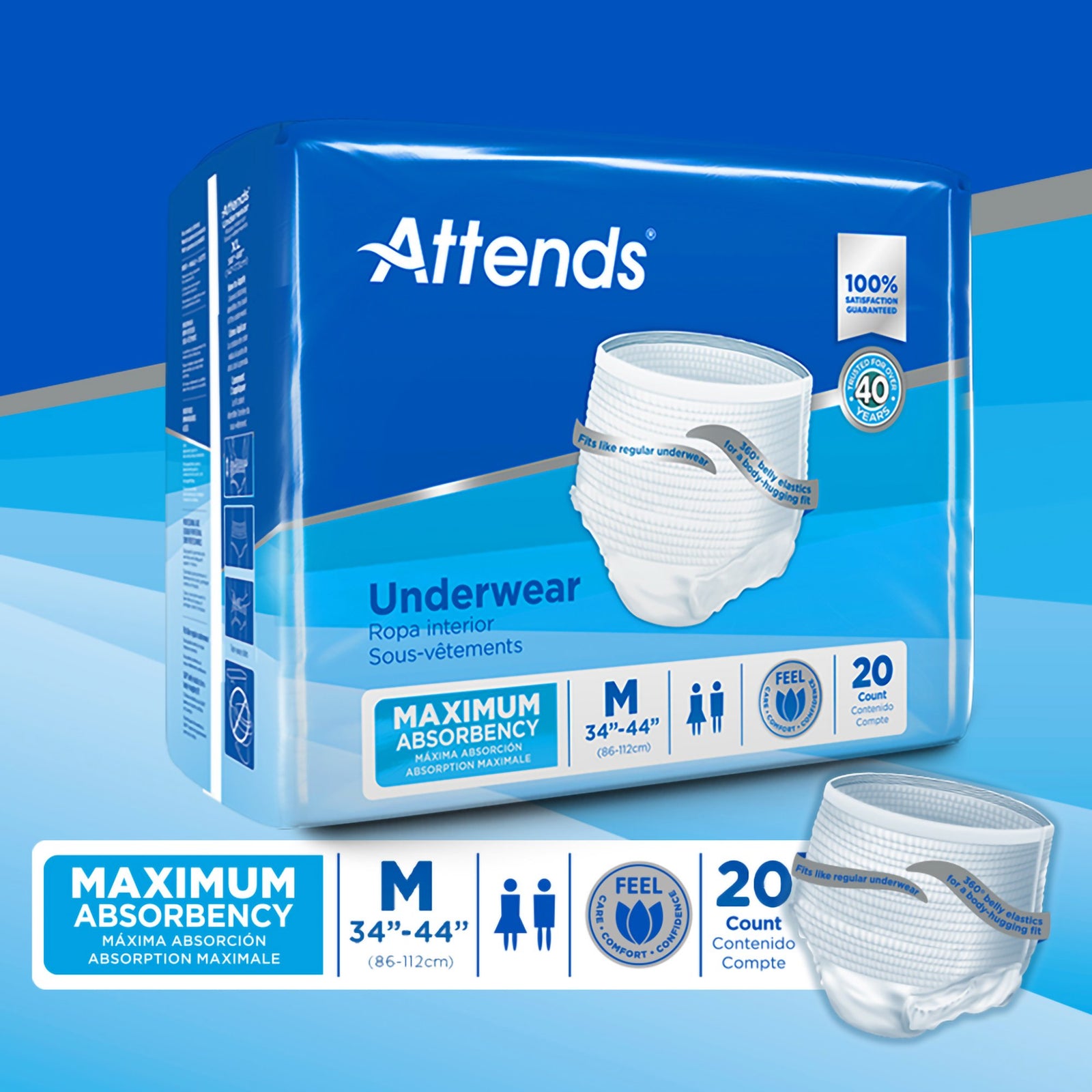 Attends Unisex Adult Absorbent Underwear