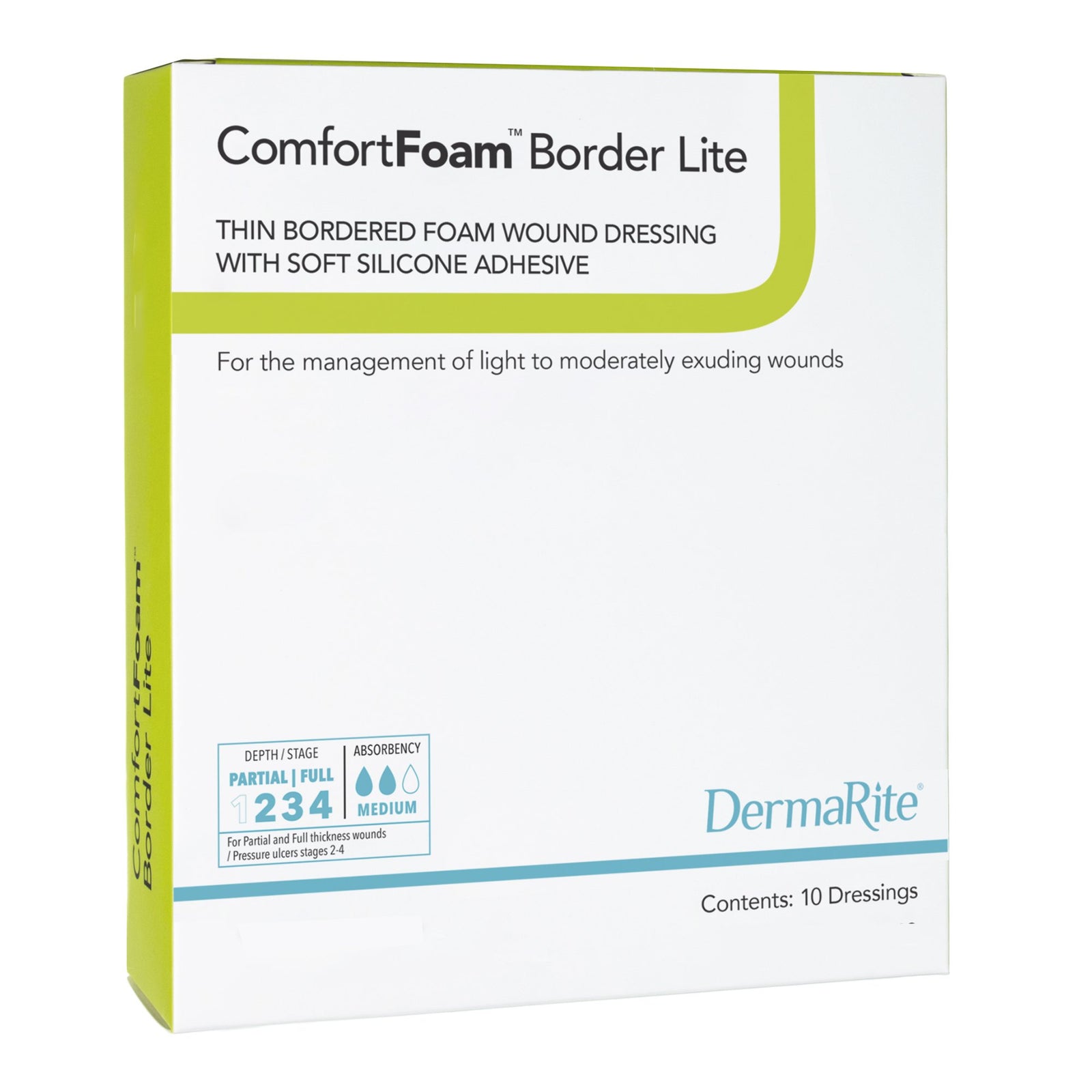 DermaRite ComfortFoam Border Lite Thin Self-Adherent Soft Silicone Foam Dressing with Border