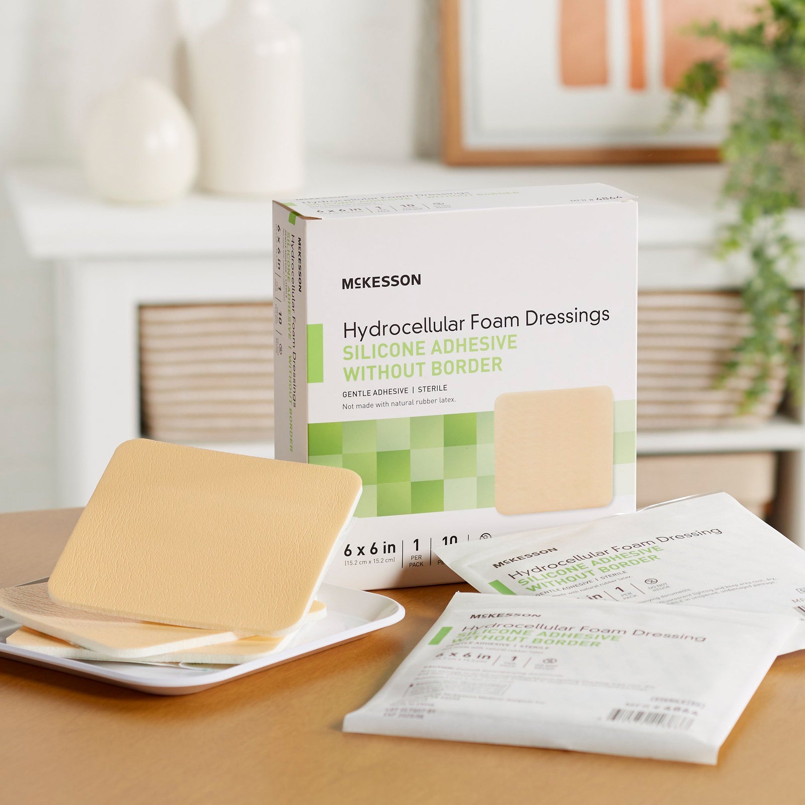 McKesson Hydrocellular Foam Dressings Silicone Adhesive Without Border