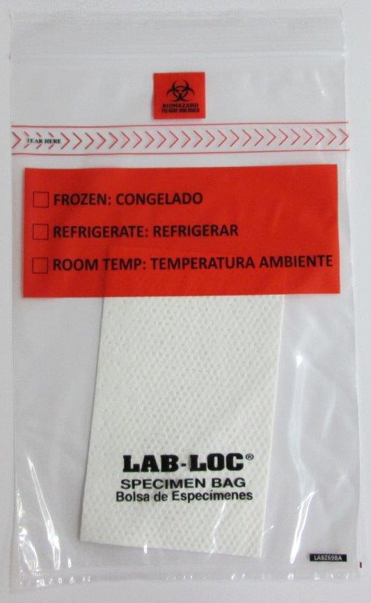 Lab-Loc Specimen Transport Bag With Document Pouch And Absorbent Pad