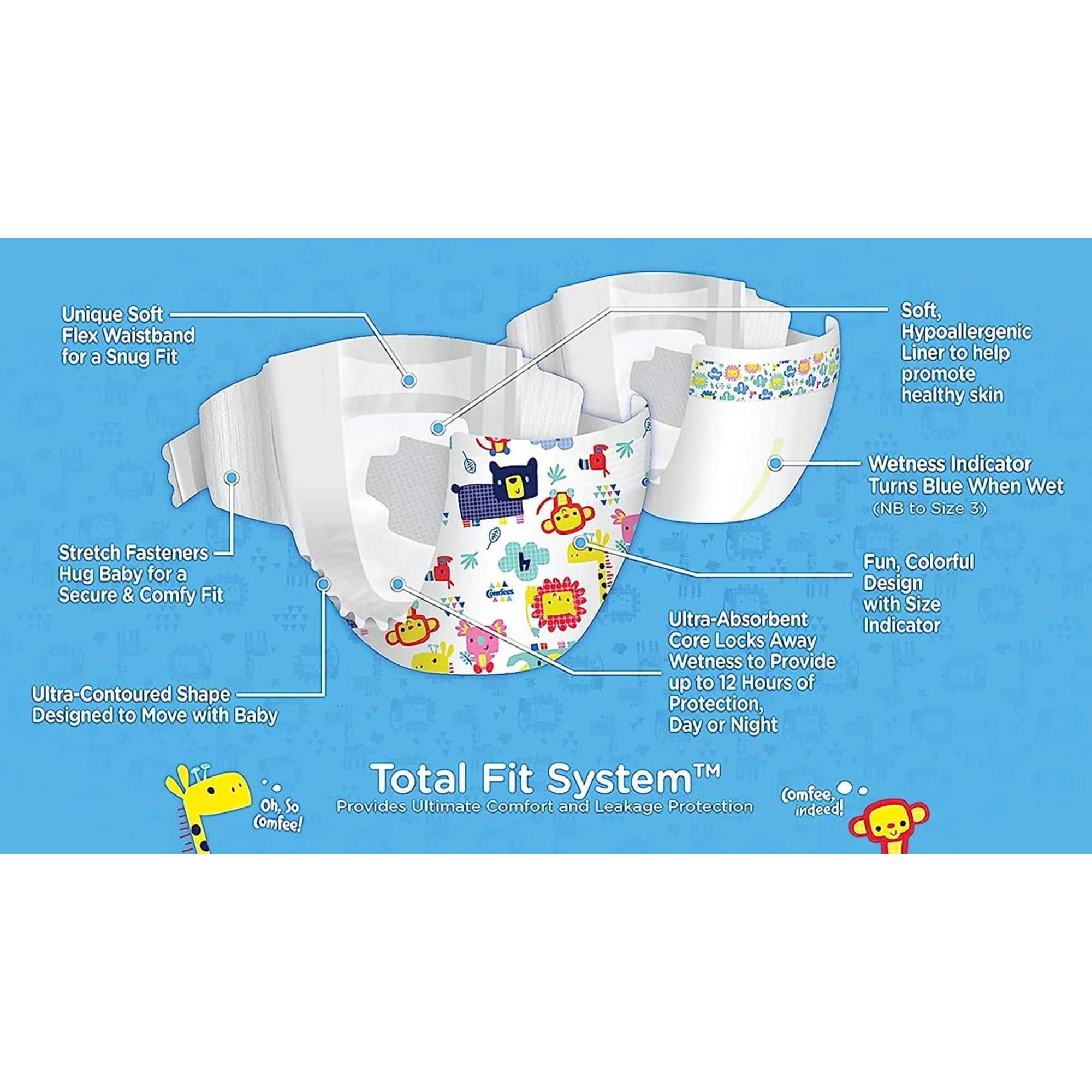 Comfees Premium Diaperss, Unisex, Baby, Tab Closure, Size 4, 31 per Package