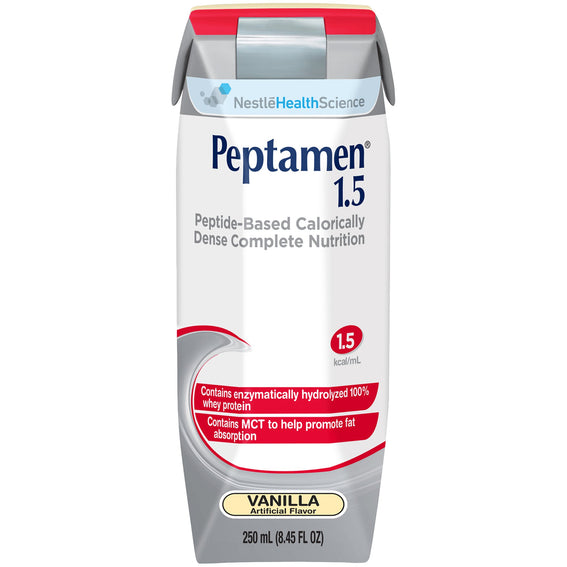 Peptamen 1.5 Tube Feeding Formula, 8.45 oz Carton, Ready to Use, Vanilla, Adult, 24/Case