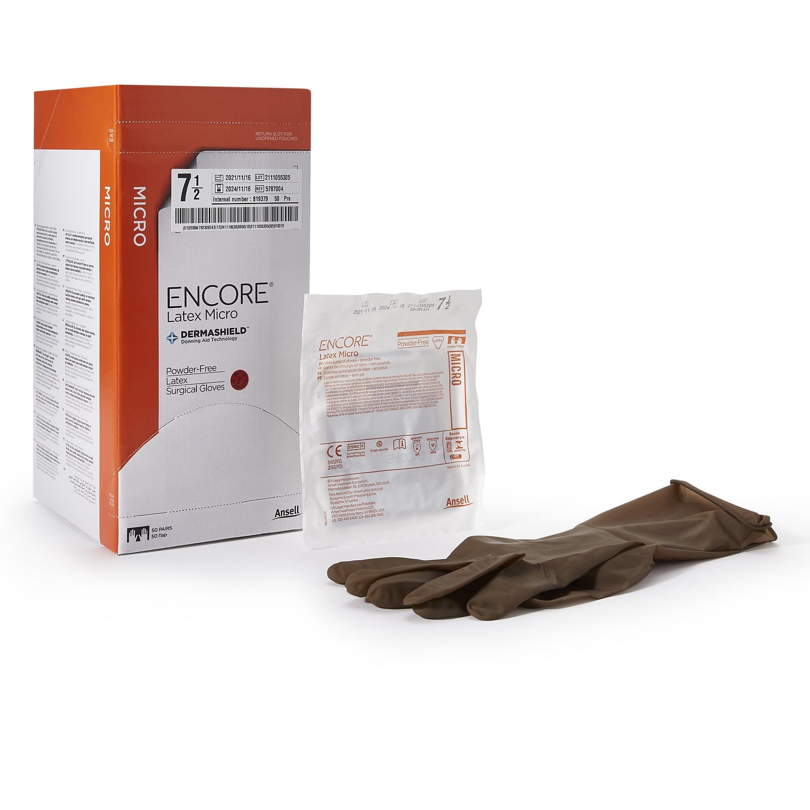 Encore MicrOptic Latex Standard Cuff Length Surgical Glove