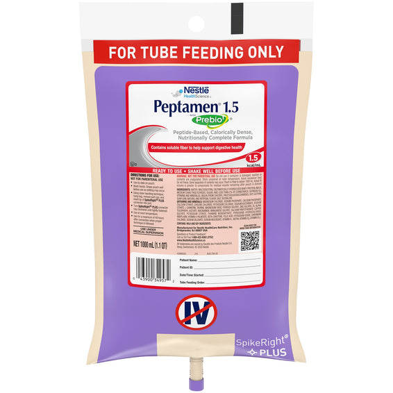 Peptamen® 1.5 with PREBIO 1™ Ready to Hang Tube Feeding Formula, 33.8 oz. Bag