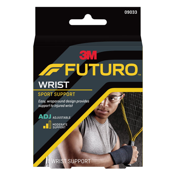 3M Futuro Adult Sport Wrist Support, Wraparound, Adjustable, Black, 4-1/2" to 9-1/2" One Size Fits Most, 12/Case