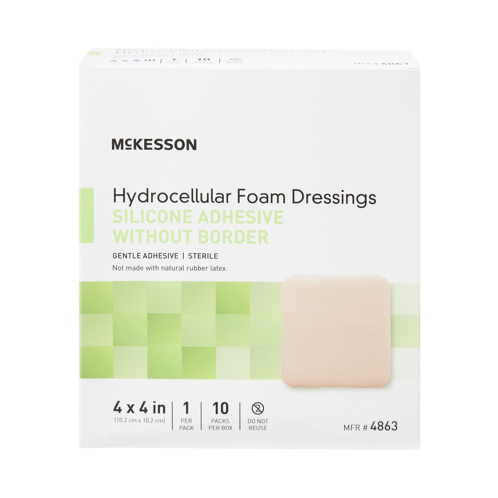 McKesson Hydrocellular Foam Dressings Silicone Adhesive Without Border