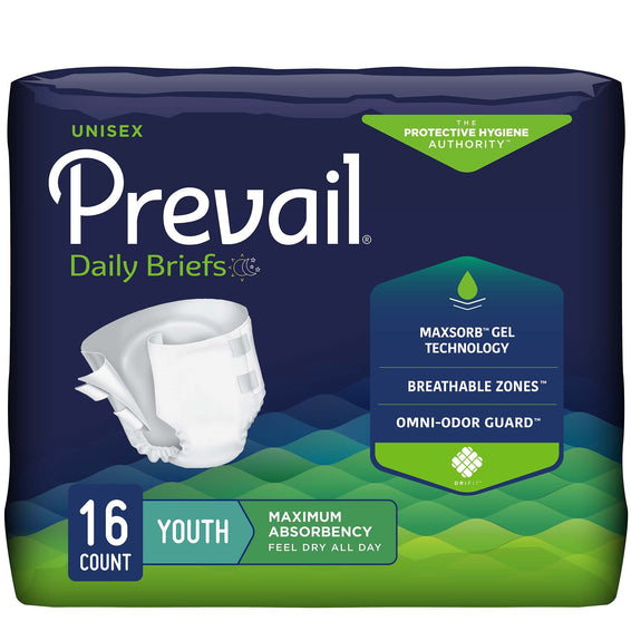 Prevail® Maximum Incontinence Briefs, Extra Small (Youth)