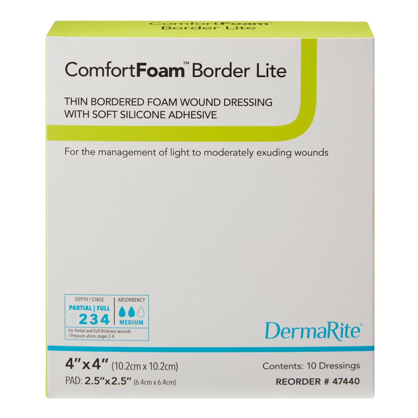 DermaRite ComfortFoam Border Lite Thin Self-Adherent Soft Silicone Foam Dressing with Border