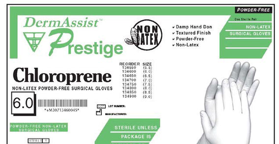DermAssist Prestige Polyisoprene Standard Cuff Length Surgical Glove