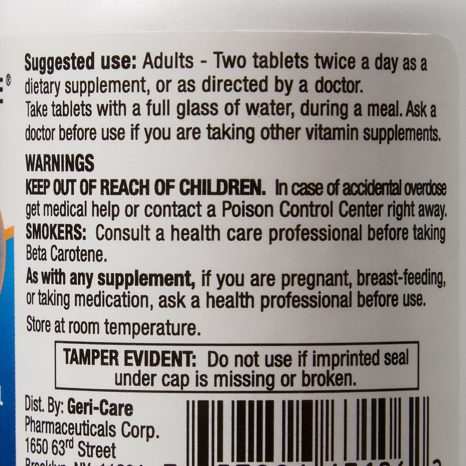 Geri-Care Ocular Vitamins Eye Vitamin and Mineral Dietary Supplement with Lutein