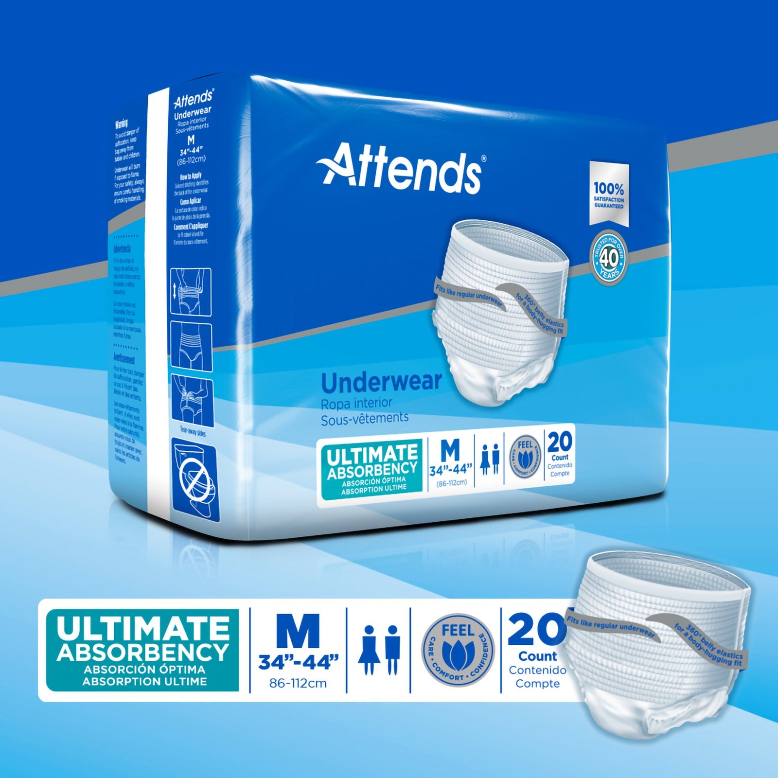 Attends Advanced Unisex Adult Absorbent Underwear