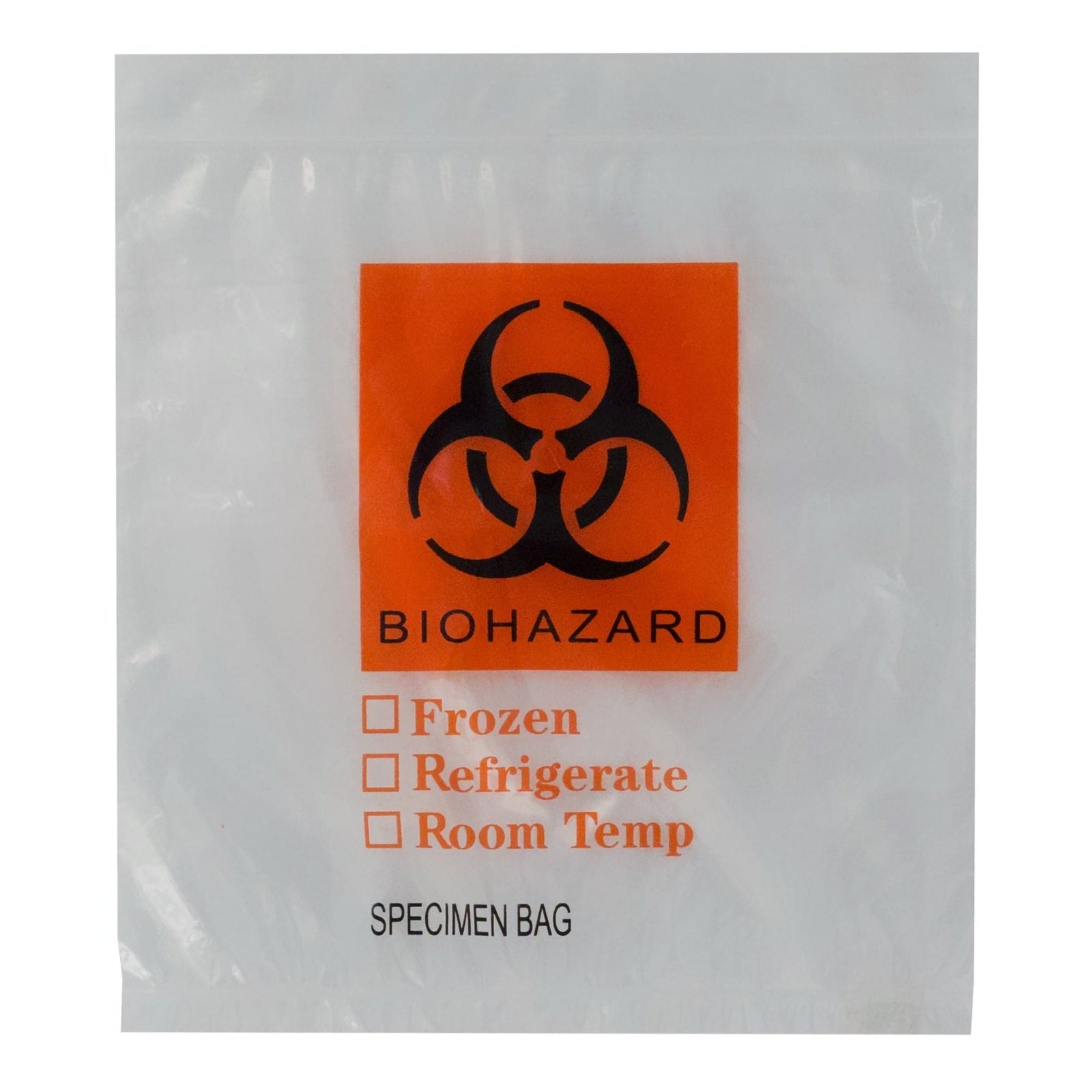 Specimen Transport Bag With Document Pouch 12 X 15 Inch Zip Closure Biohazard Symbol / Storage Instructions Nonsterile