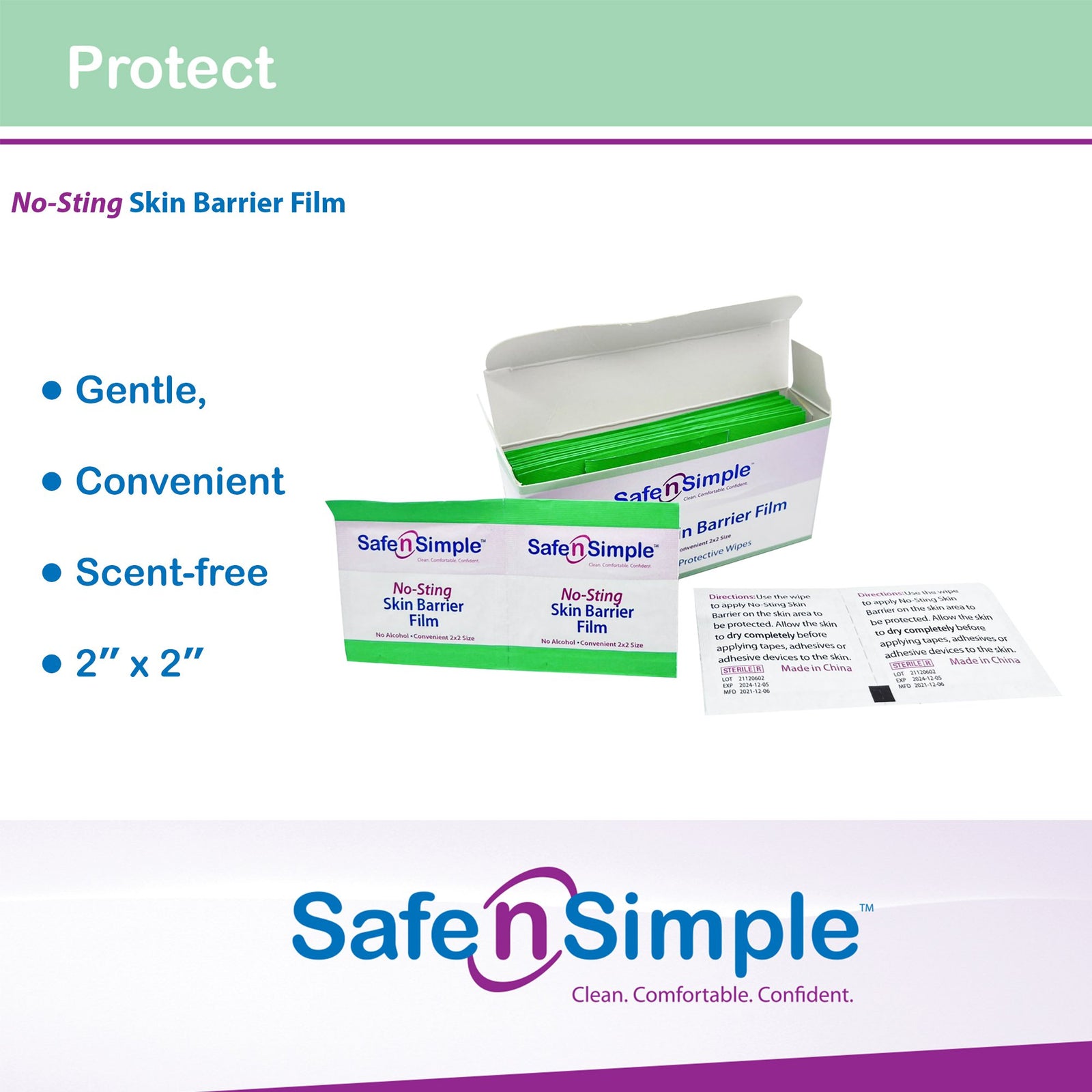 Safe N Simple No-Sting Skin Barrier Wipe