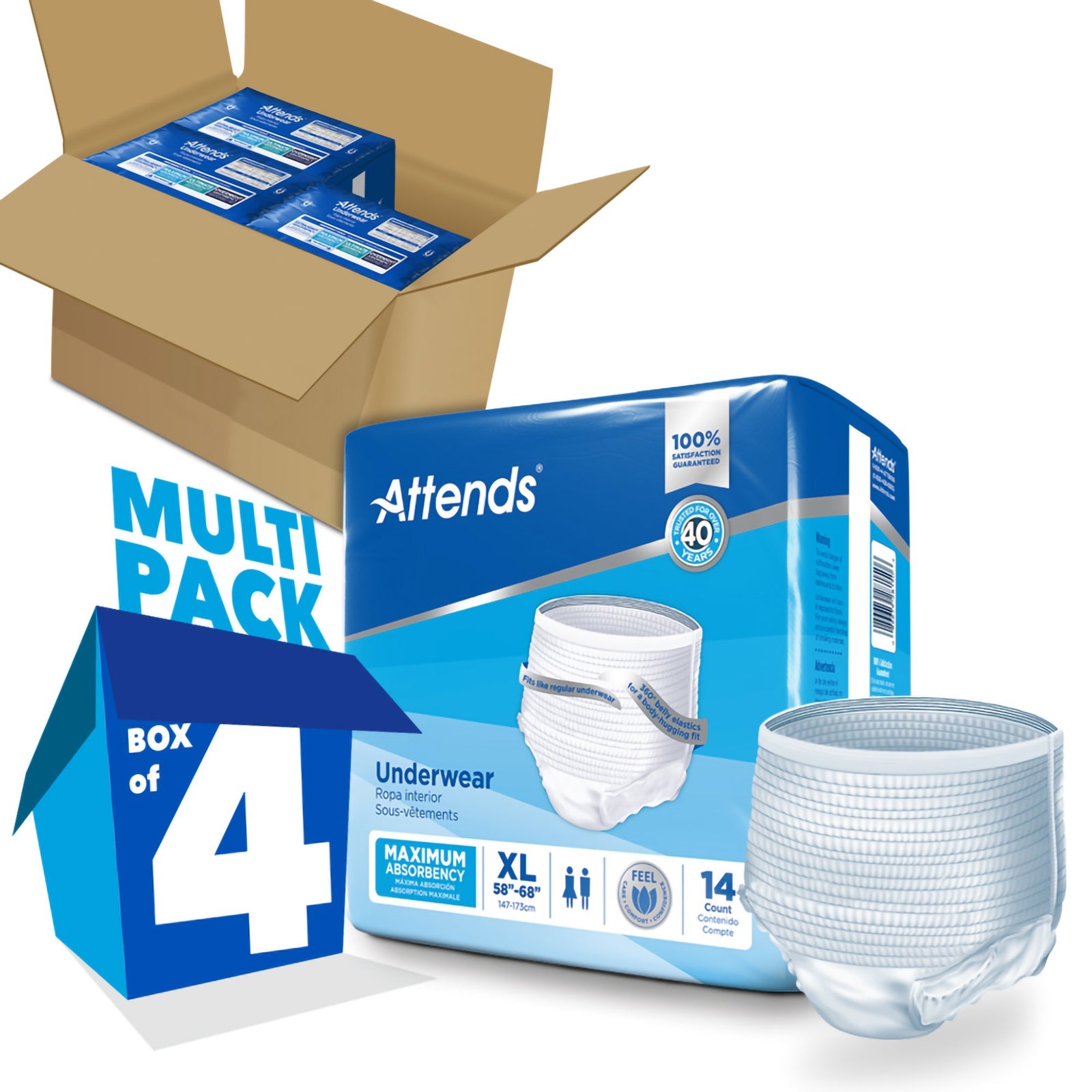 Attends Unisex Adult Absorbent Underwear