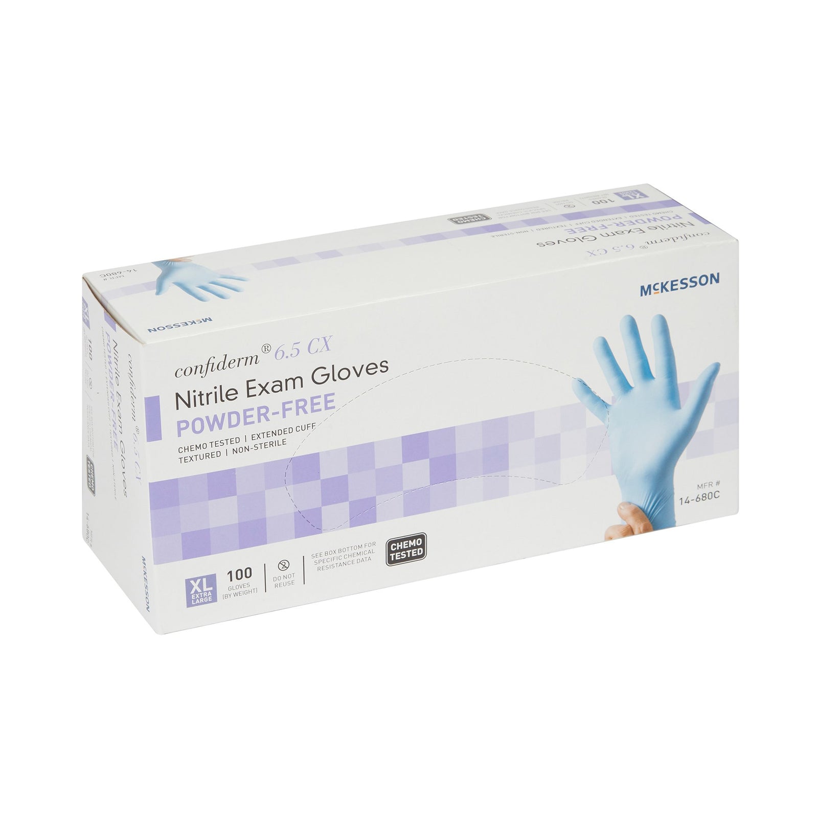 McKesson Confiderm 6.5CX Extended Cuff Nitrile Extended Cuff Length Exam Glove