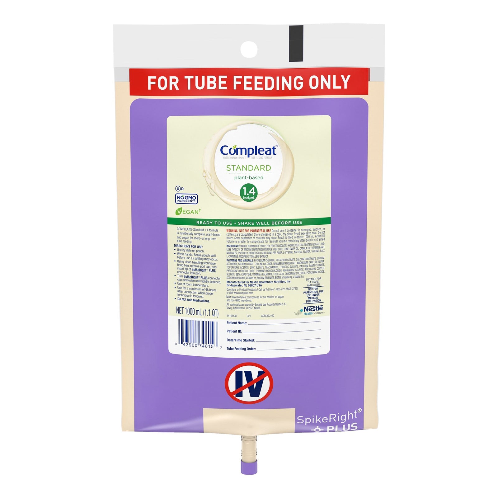 Compleat Standard 1.4 Cal SpikeRight Plus Tube Feeding Formula
