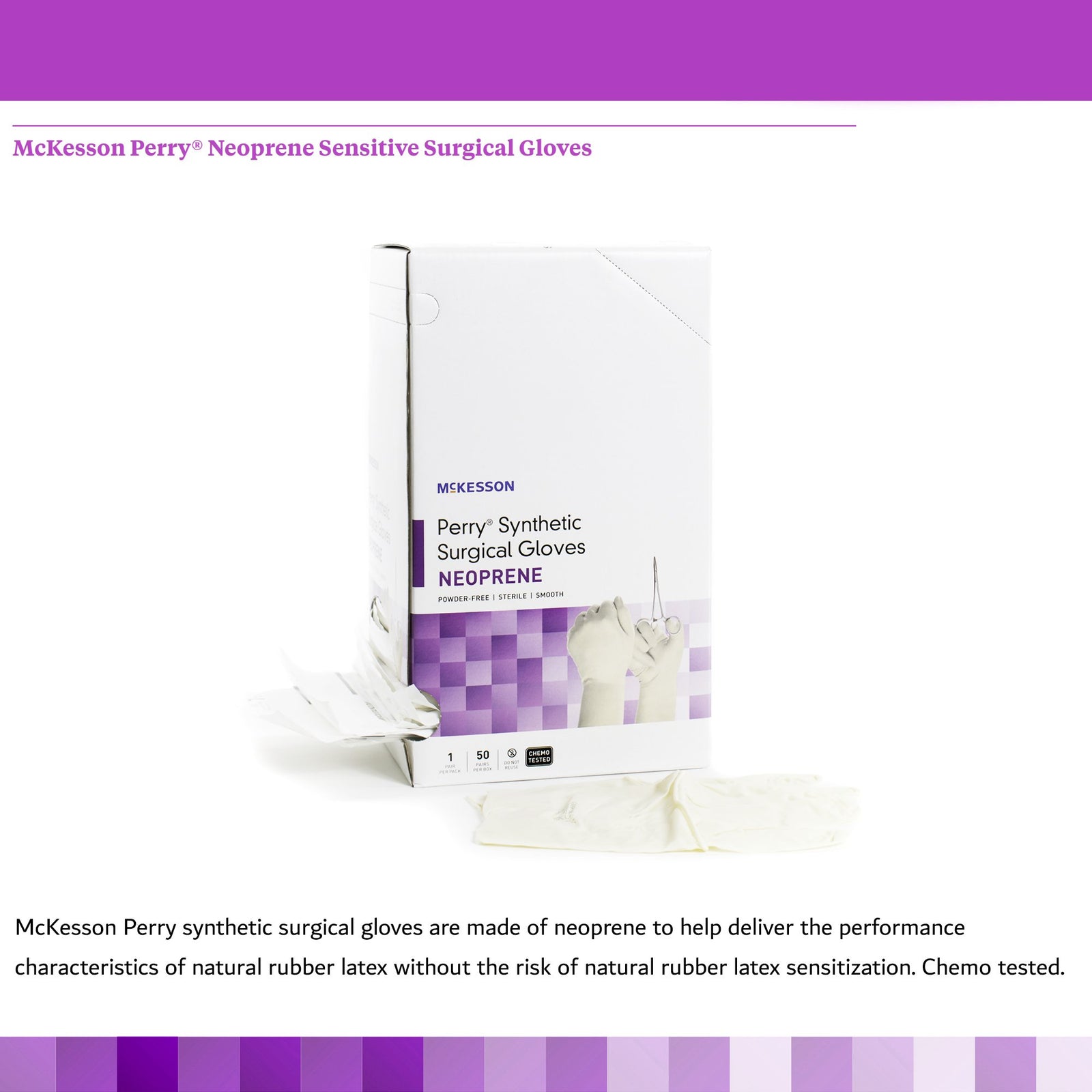 McKesson Perry Synthetic Surgical Gloves Polychloroprene Standard Cuff Length Surgical Glove