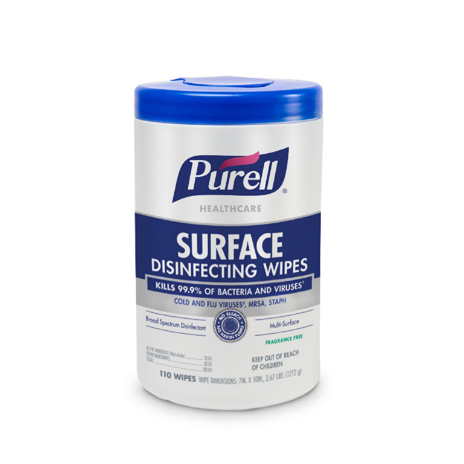 Purell Premoistened Disinfectant Wipes, 110ct, Unscented
