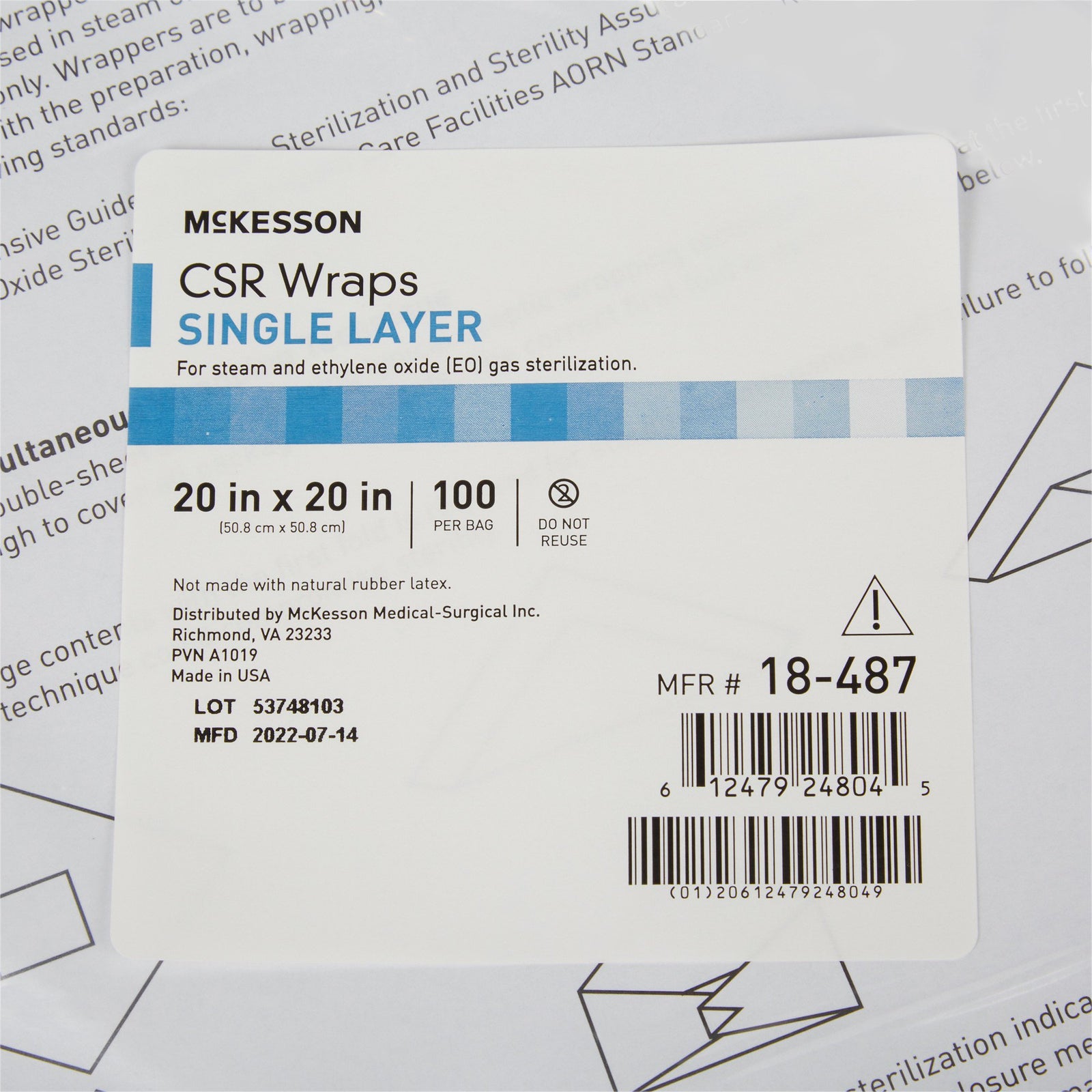 McKesson Single Layer Sterilization Wrap