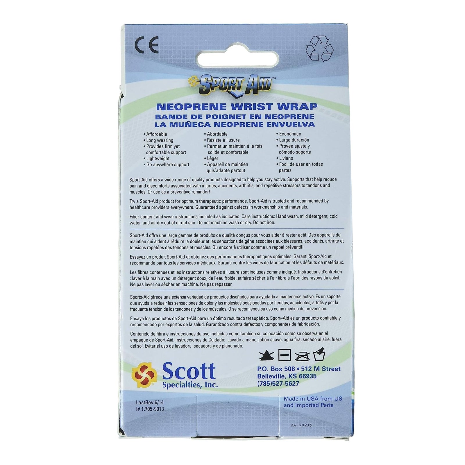 Wrist Support Wraparound Neoprene / Rubber Left Or Right Hand Blue One Size Fits Most