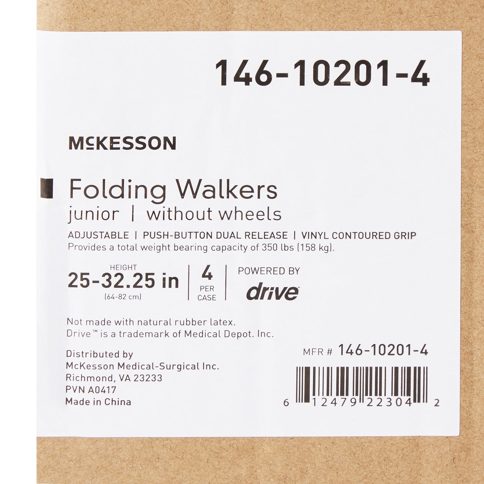 McKesson Folding Walker Adjustable Height