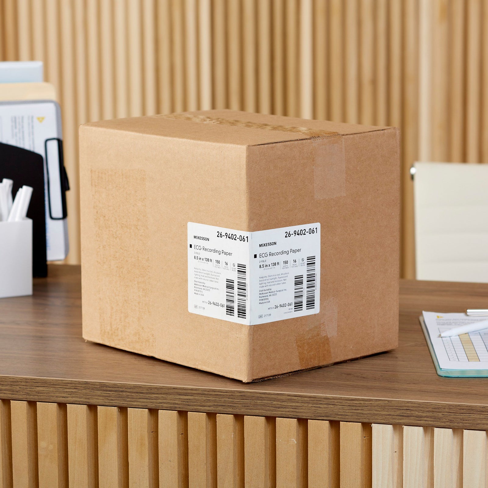 McKesson Z-Fold Thermal Diag. Rec. Paper 8.5"x 138ft Red Grid