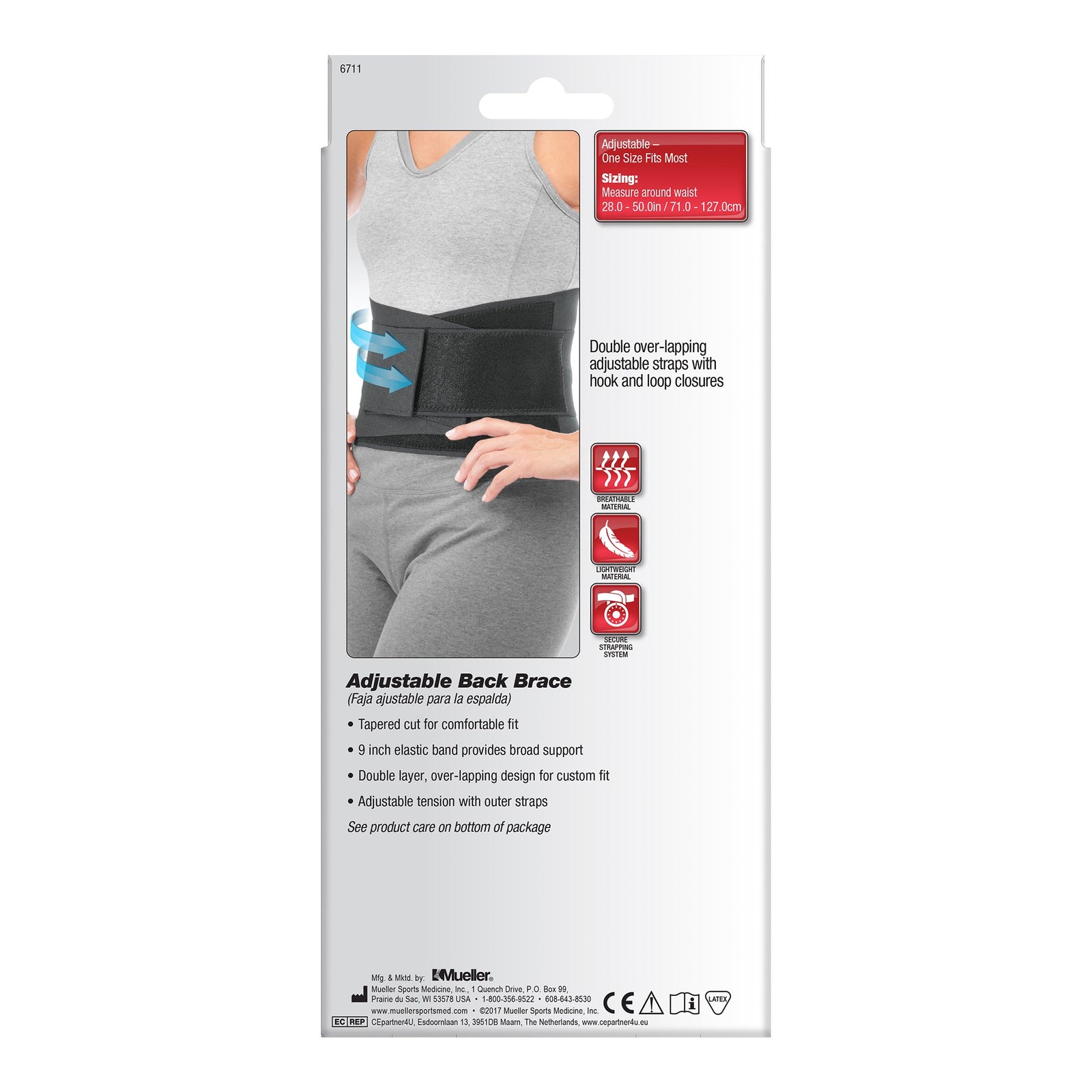 Mueller Back Brace with Removable Pad