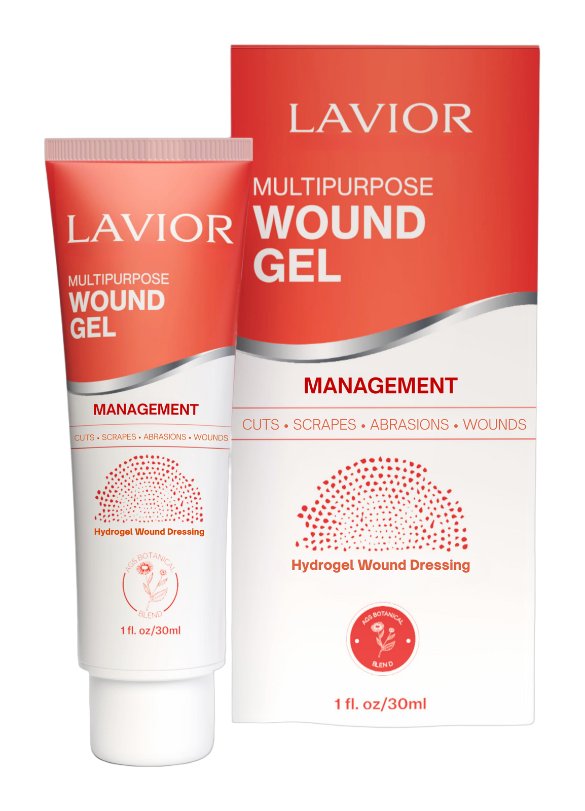 Lavior Multipurpose Wound Gel 1 oz botanical hydrogel tube and box