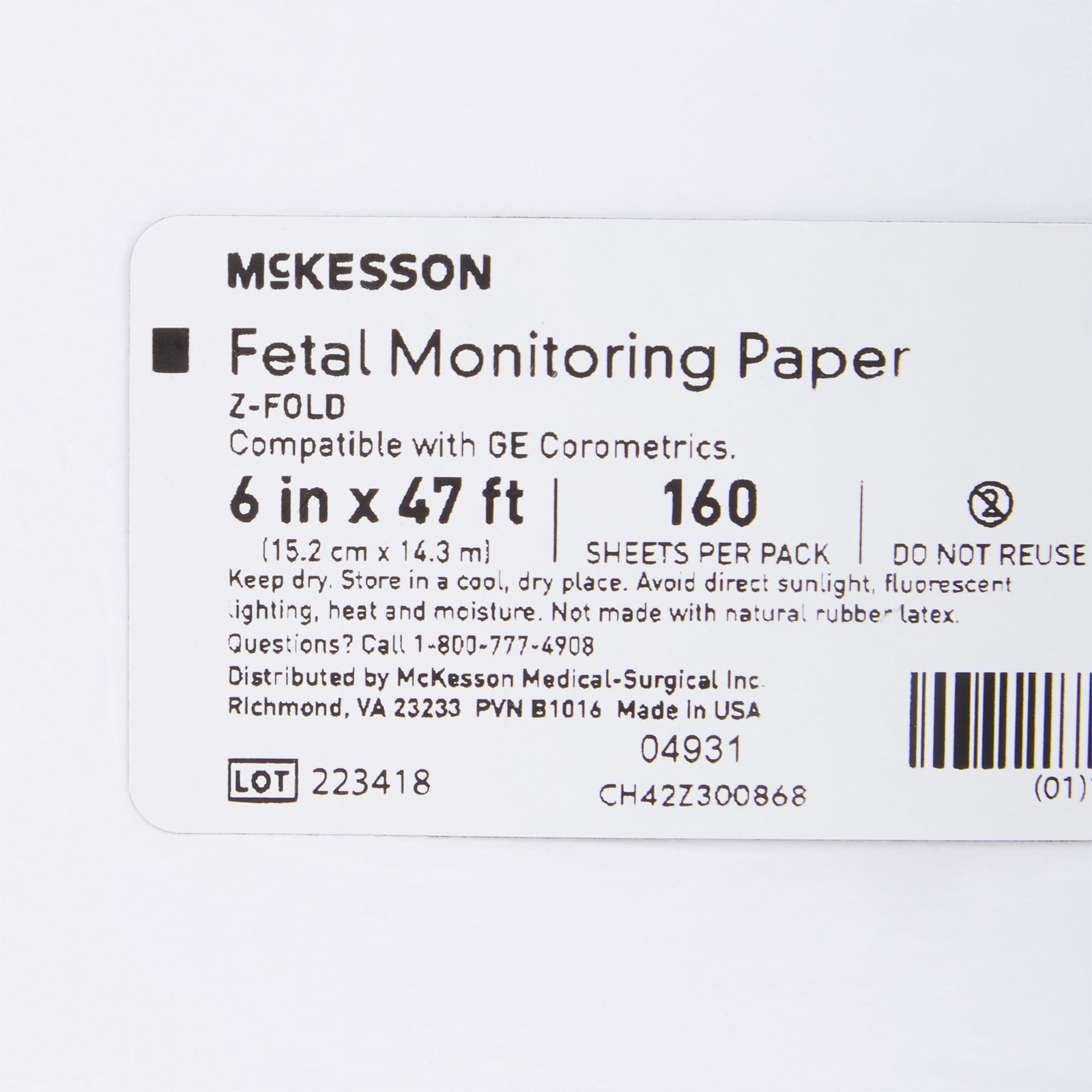McKesson Fetal Diagnostic Monitor Recording Paper