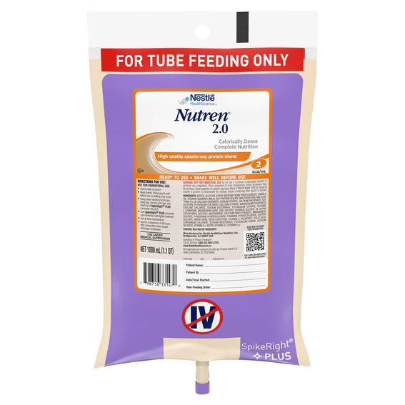 Nestle Nutren 2.0 Tube-Feeding Formula, Calorically Dense