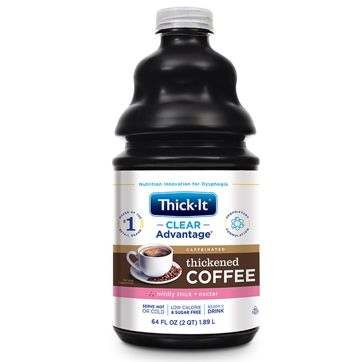 Clear AquaCareH2O Advantage Thickened Beverage Coffee Flavor Ready to Use Nectar Consistency 64 oz. Container