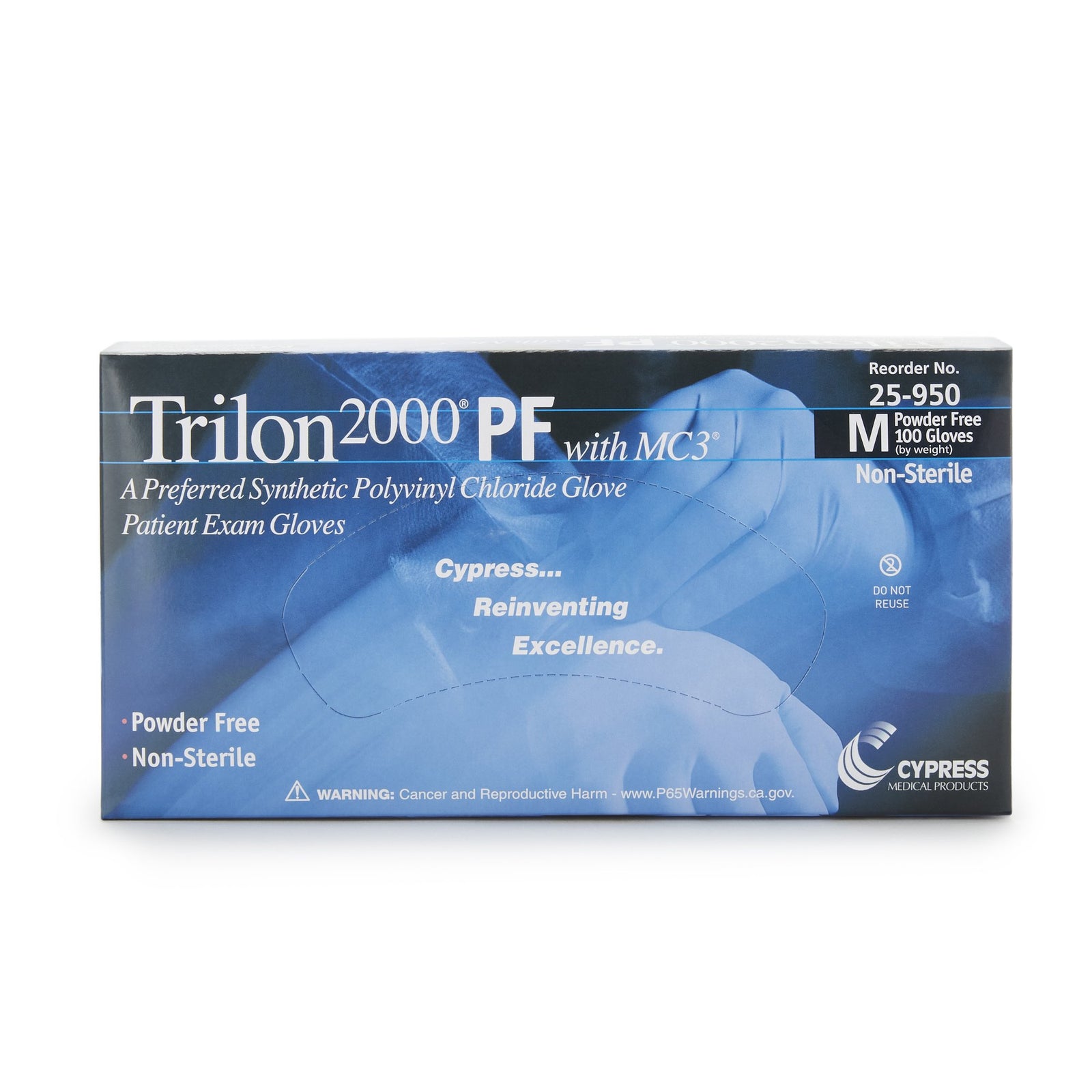 Trilon 2000 PF with MC3 Stretch Vinyl Standard Cuff Length Exam Glove