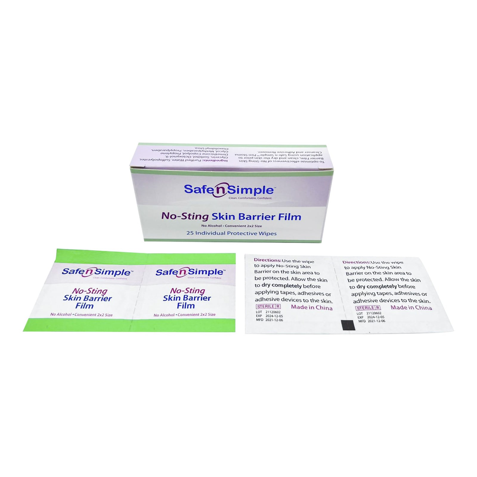 Safe N Simple No-Sting Skin Barrier Wipe