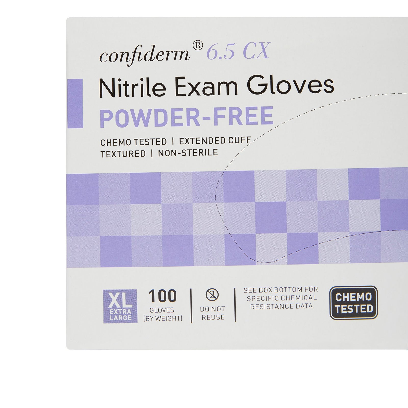 McKesson Confiderm 6.5CX Extended Cuff Nitrile Extended Cuff Length Exam Glove