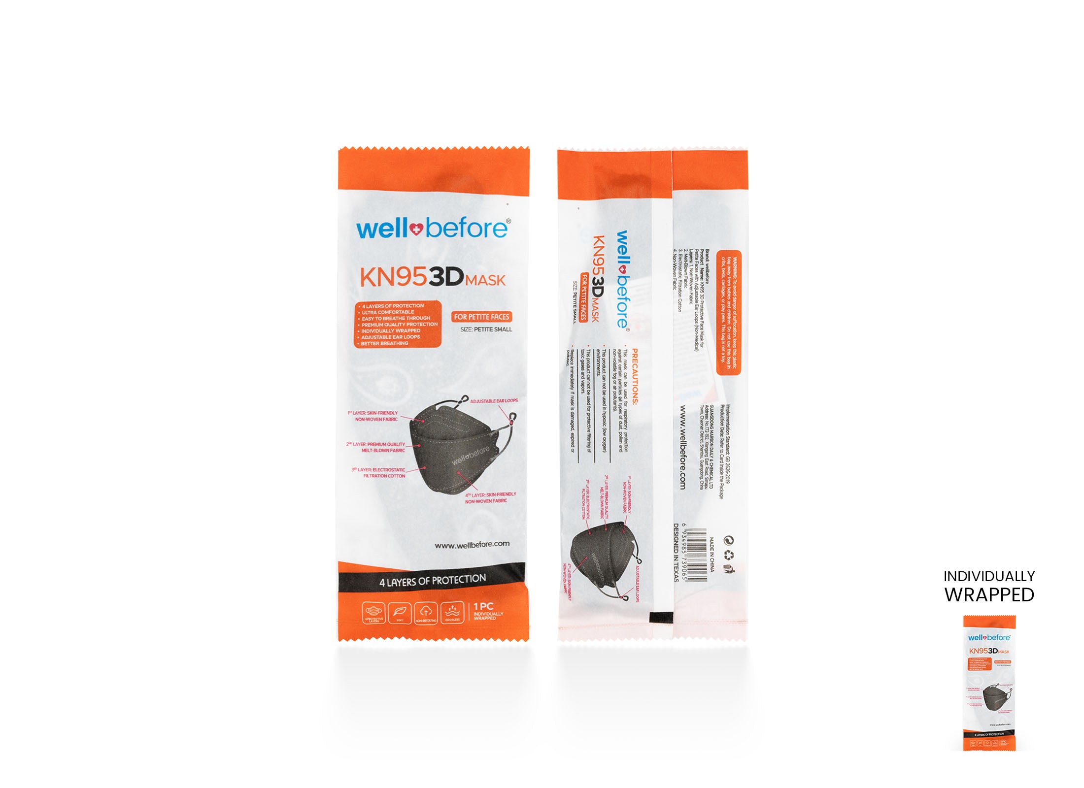 Kids KN95 Mask | Individually Wrapped, Elastic Ear Loops - Bag of 10