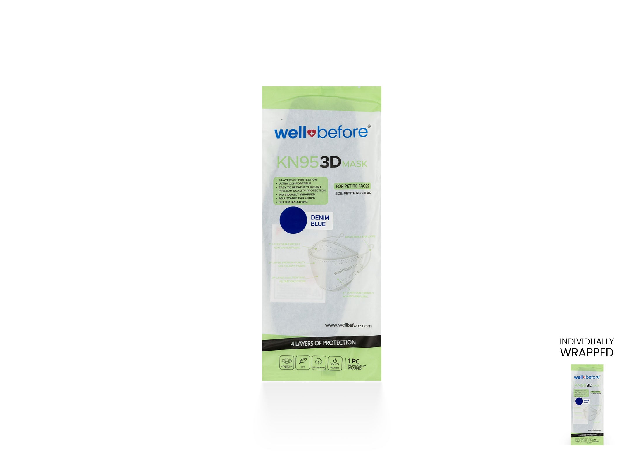 Kids KN95 Mask | Individually Wrapped, Elastic Ear Loops - Bag of 10