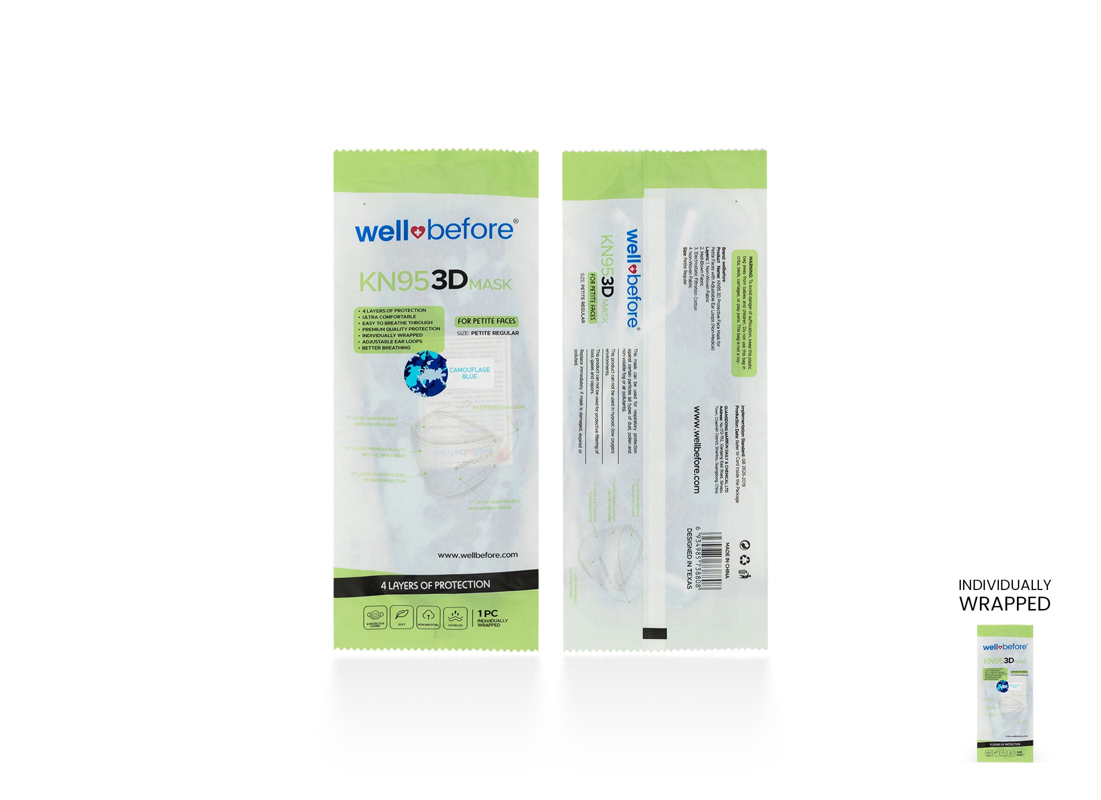 Kids KN95 Mask | Individually Wrapped, Elastic Ear Loops - Bag of 10