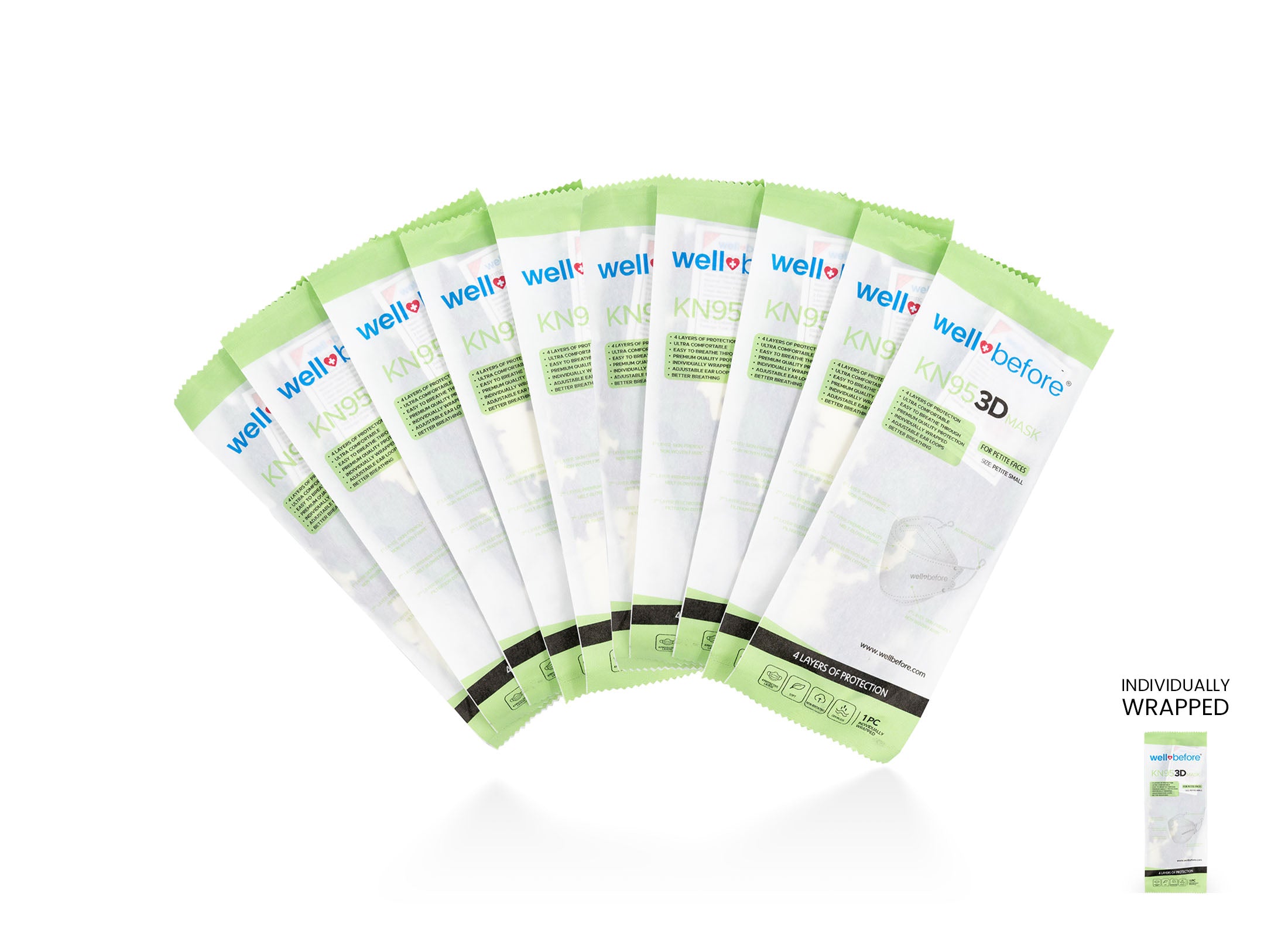 Kids KN95 Mask | Individually Wrapped, Elastic Ear Loops - Bag of 10