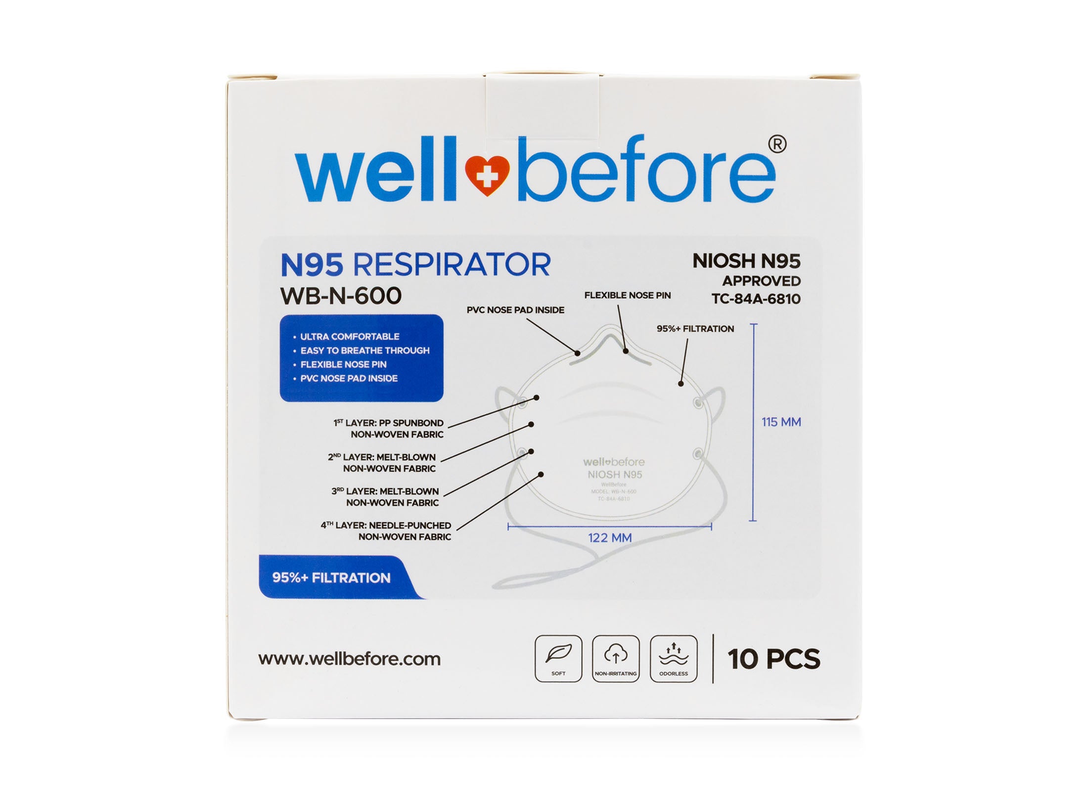 N95 Respirator | NIOSH Approved - Box of 10