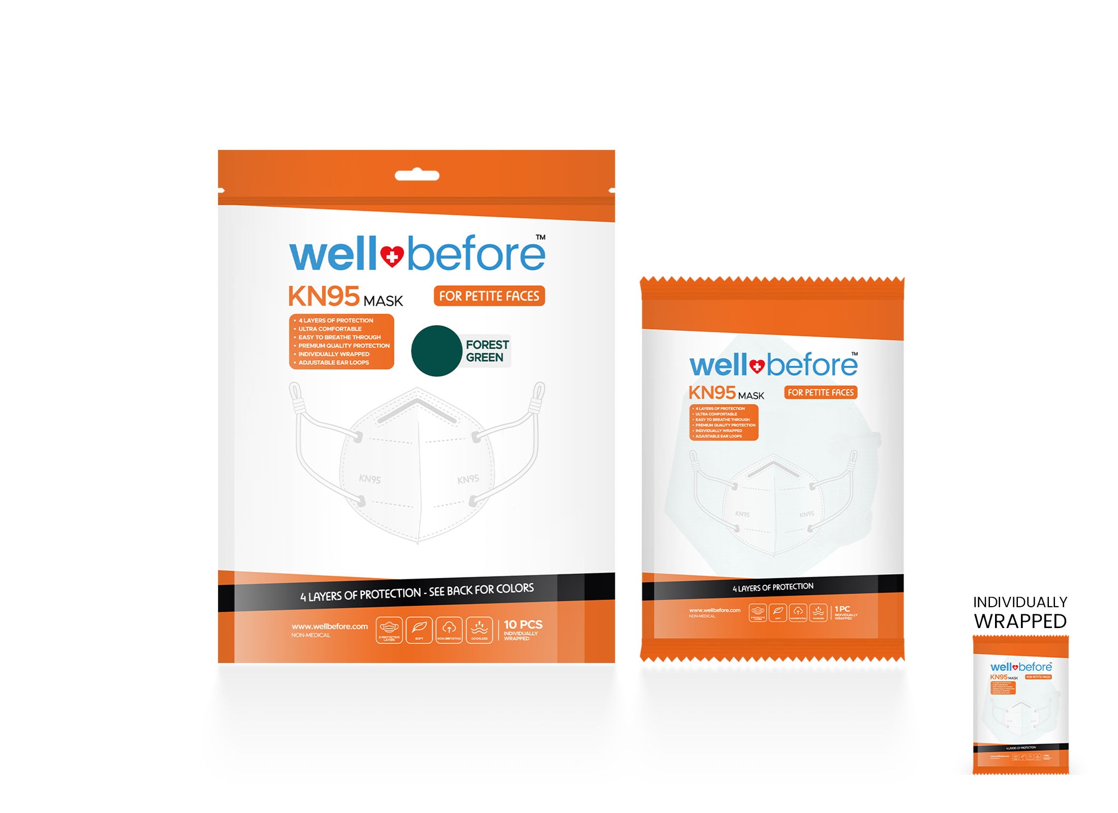 Kids KN95 Mask | Individually Wrapped, Elastic Ear Loops - Bag of 10