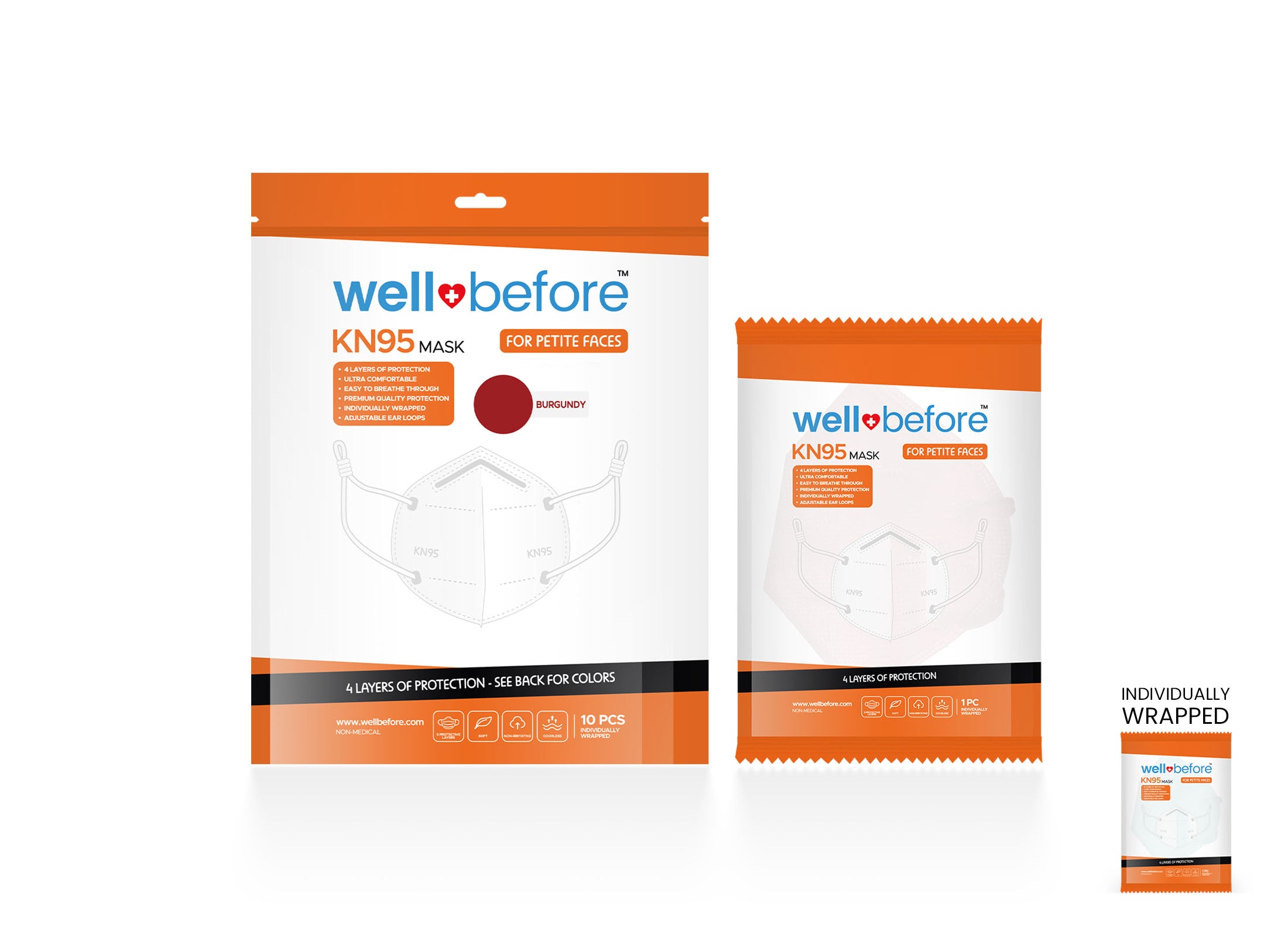 Kids KN95 Mask | Individually Wrapped, Elastic Ear Loops - Bag of 10