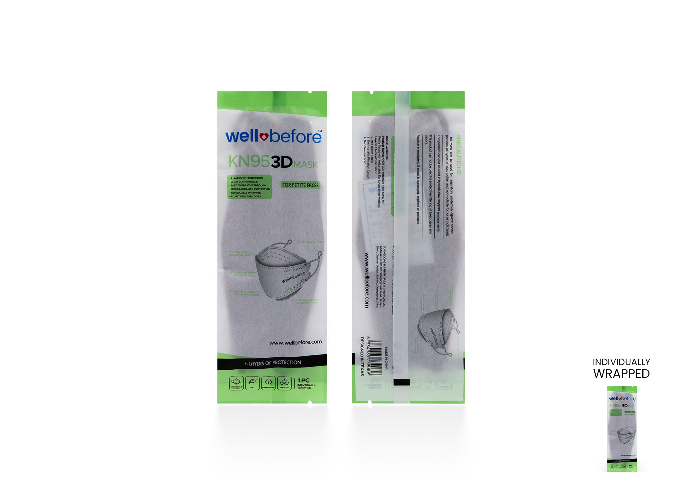 Kids KN95 Mask | Individually Wrapped, Elastic Ear Loops - Bag of 10