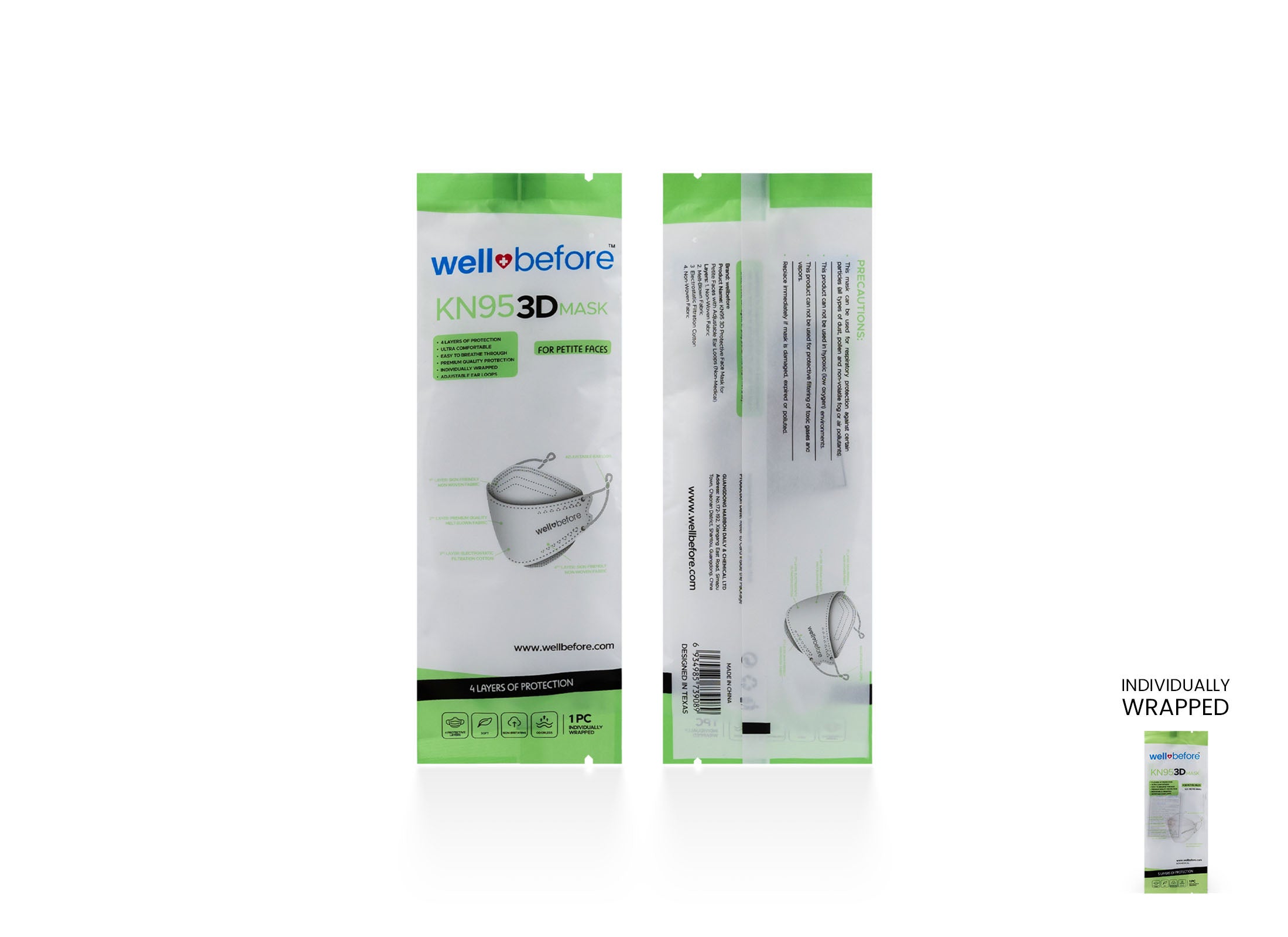 Kids KN95 Mask | Individually Wrapped, Elastic Ear Loops - Bag of 10