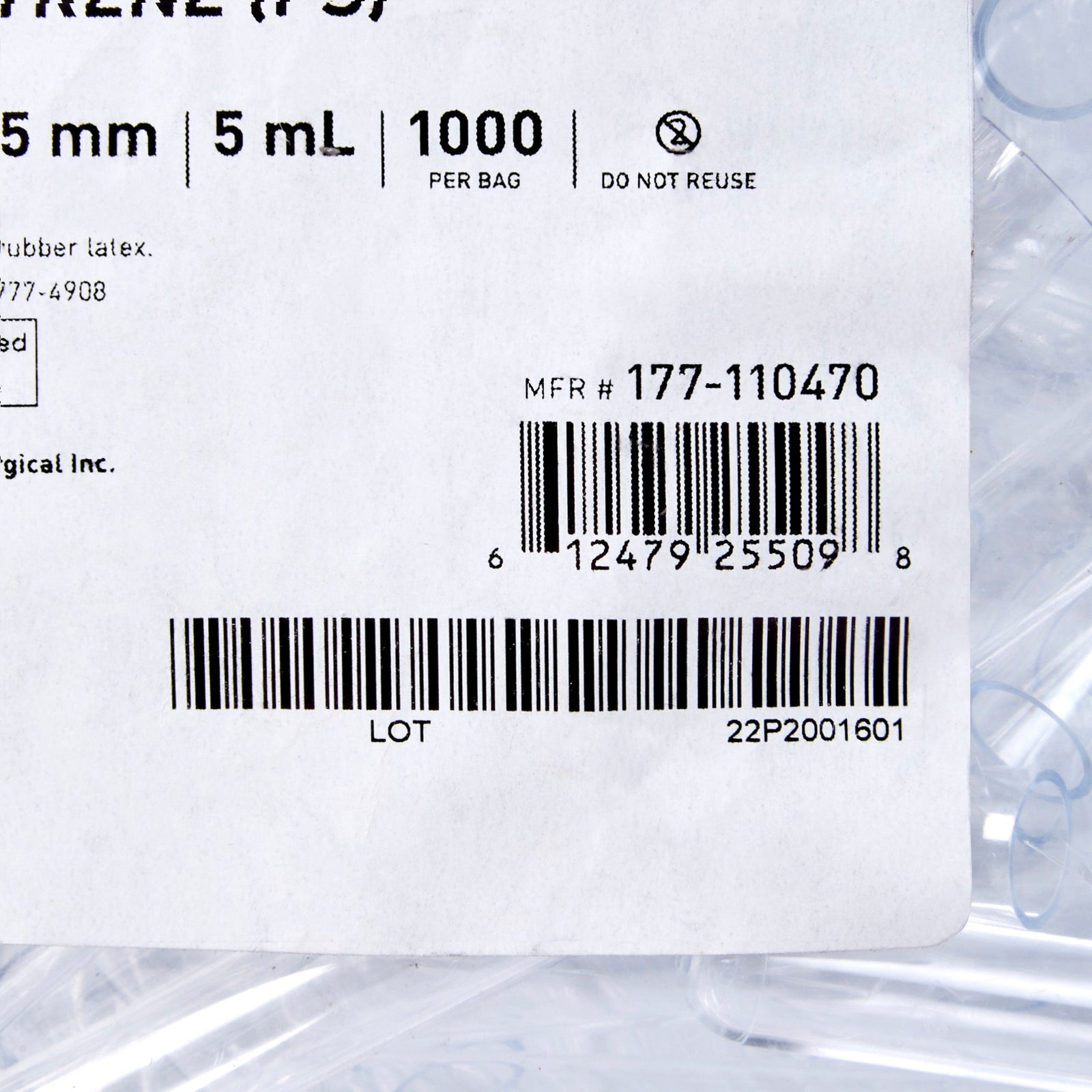 McKesson Polystyrene Test Tube