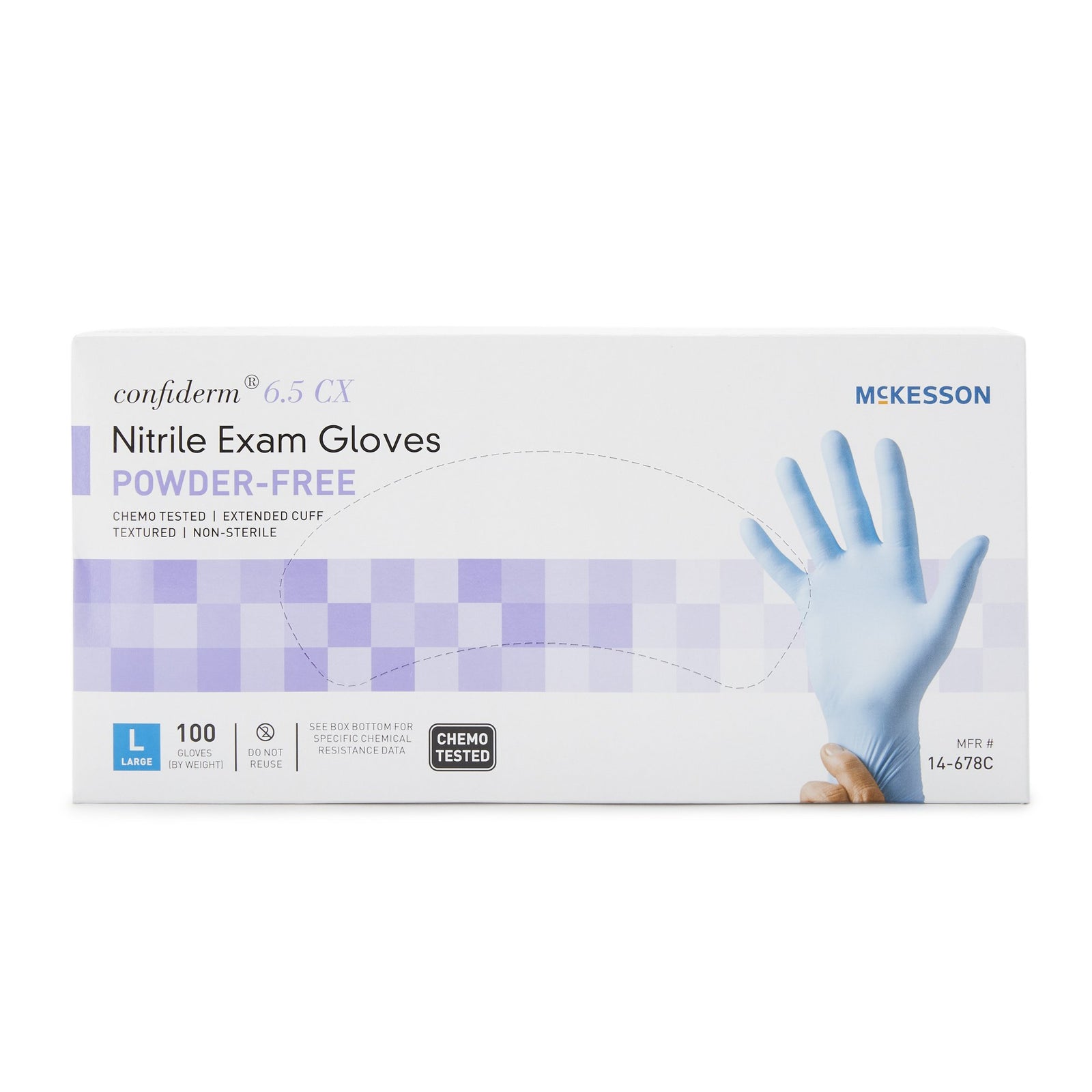 McKesson Confiderm 6.5CX Extended Cuff Nitrile Extended Cuff Length Exam Glove