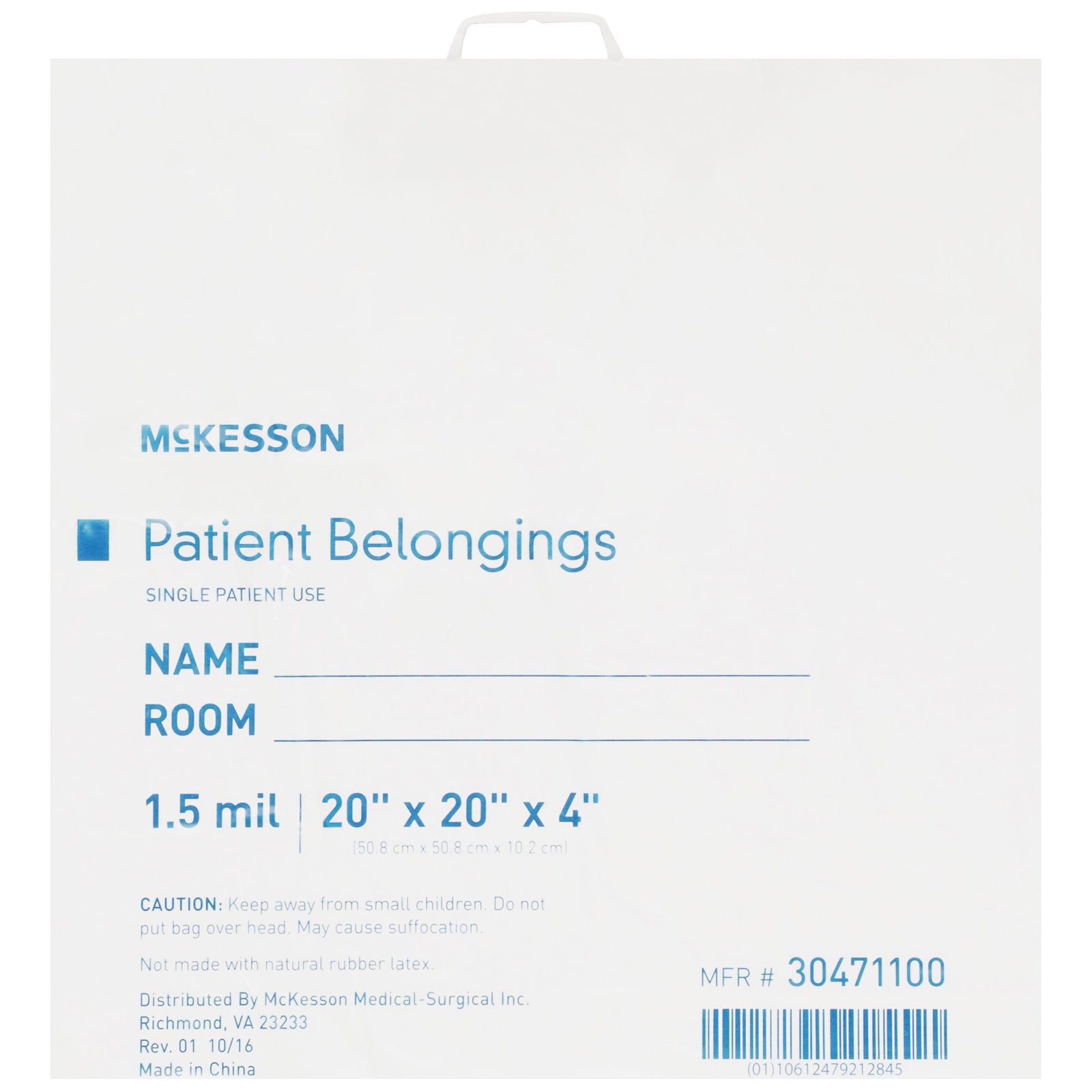 McKesson Patient Belongings Bag
