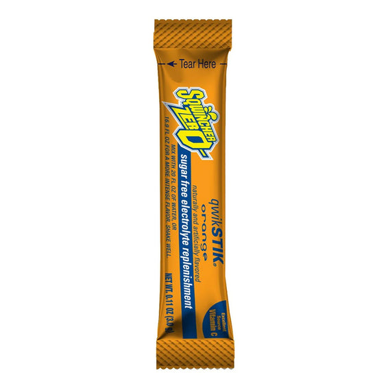 Sqwincher® Quik Stik® Zero Orange Electrolyte Replenishment Drink Mix, 0.11 oz. Individual Packet