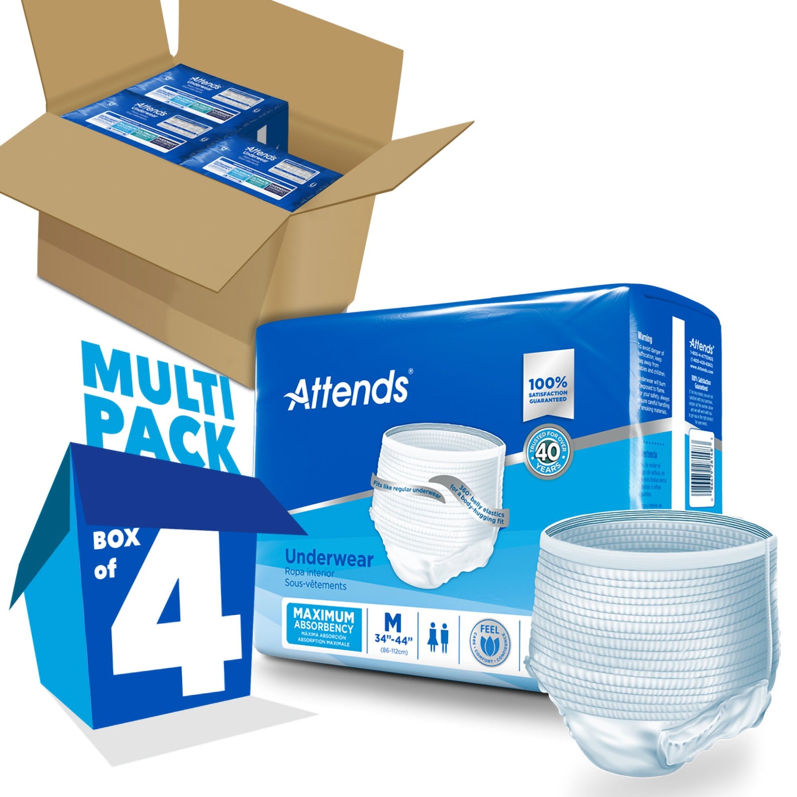 Attends Unisex Adult Absorbent Underwear