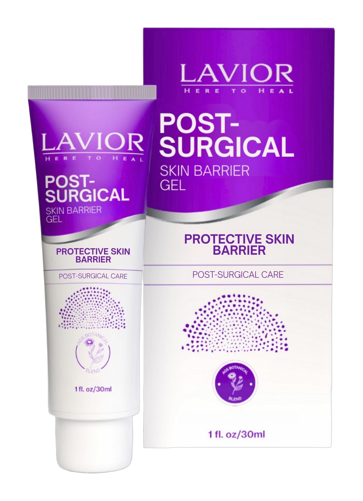 Lavior Post-Surgical Skin Barrier Gel 1 oz botanical recovery gel tube and box
